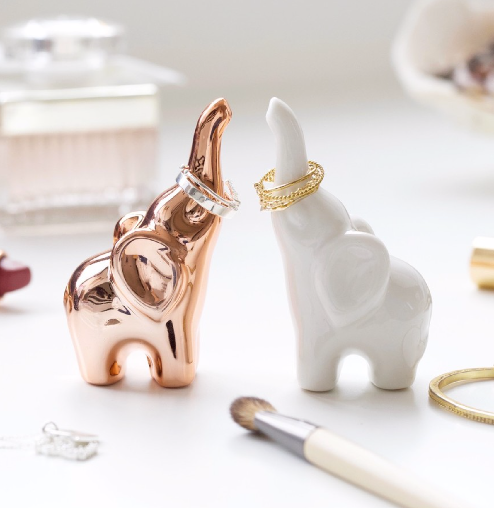 Copper Elephant Ring Holder Fireflies Designs