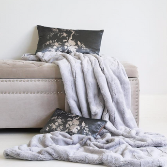 Empress Throw - Grey - Super Soft Faux Fur - Heavyweight - Non Slip Lining - Machine Washable - 100% Polyester - 140 x 200cm (55" x 79" inches) - Made by Riva Paoletti - Designed in the UK
