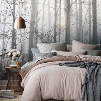 Peel and Stick Misty Forest TREES Wall Mural, Permanent Wallpaper