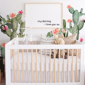 Boho Cactus Nursery Wall Stickers / Decals - Childrens Bedroom, Cacti flowers, New Baby, Boho Kids Bedroom - Fireflies Designs