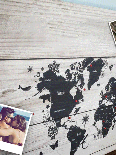 Personalised WORLD Travel Map Pin Board 