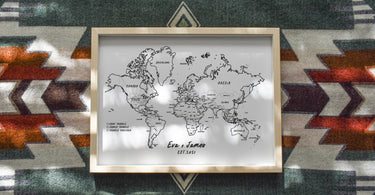Personalised Travel Pin Scratch Map Framed