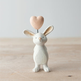 11cm White Rabbit With Heart Balloon