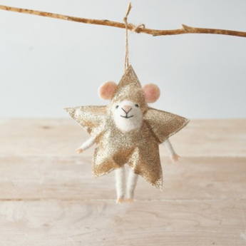 14cm Hanging Mouse Star Decoration