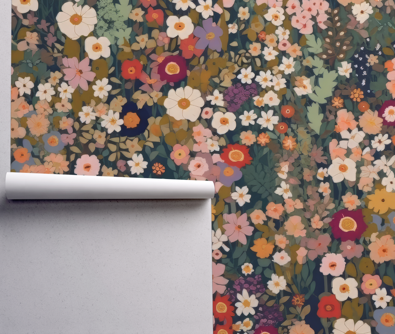 Autumn ditsy flowers - Retro Flower Pattern Wallpaper Mural - Removable Wall decor - Nursery, Baby Girl 2