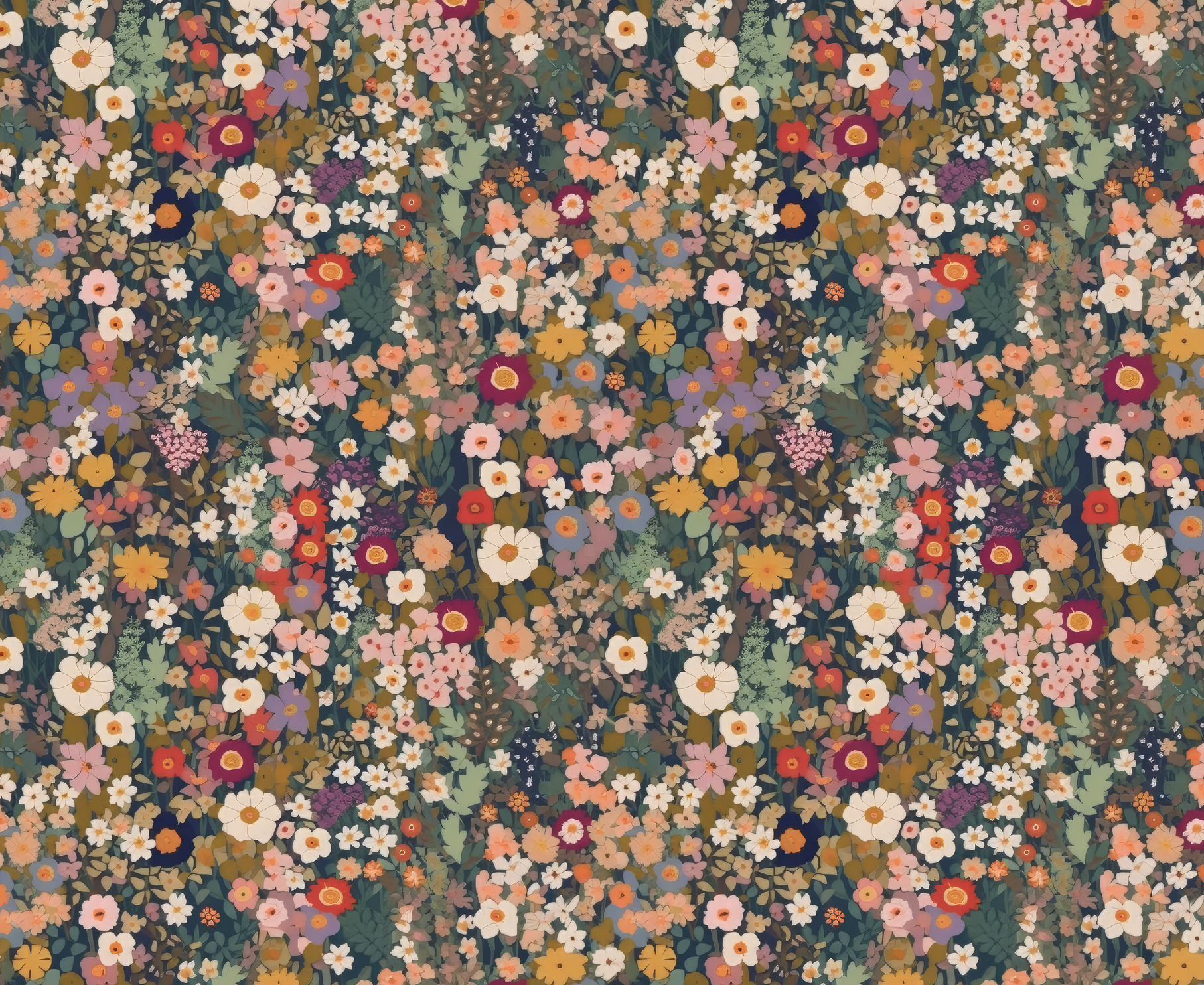 Autumn ditsy flowers - Retro Flower Pattern Wallpaper Mural - Removable Wall decor - Nursery, Baby Girl 3