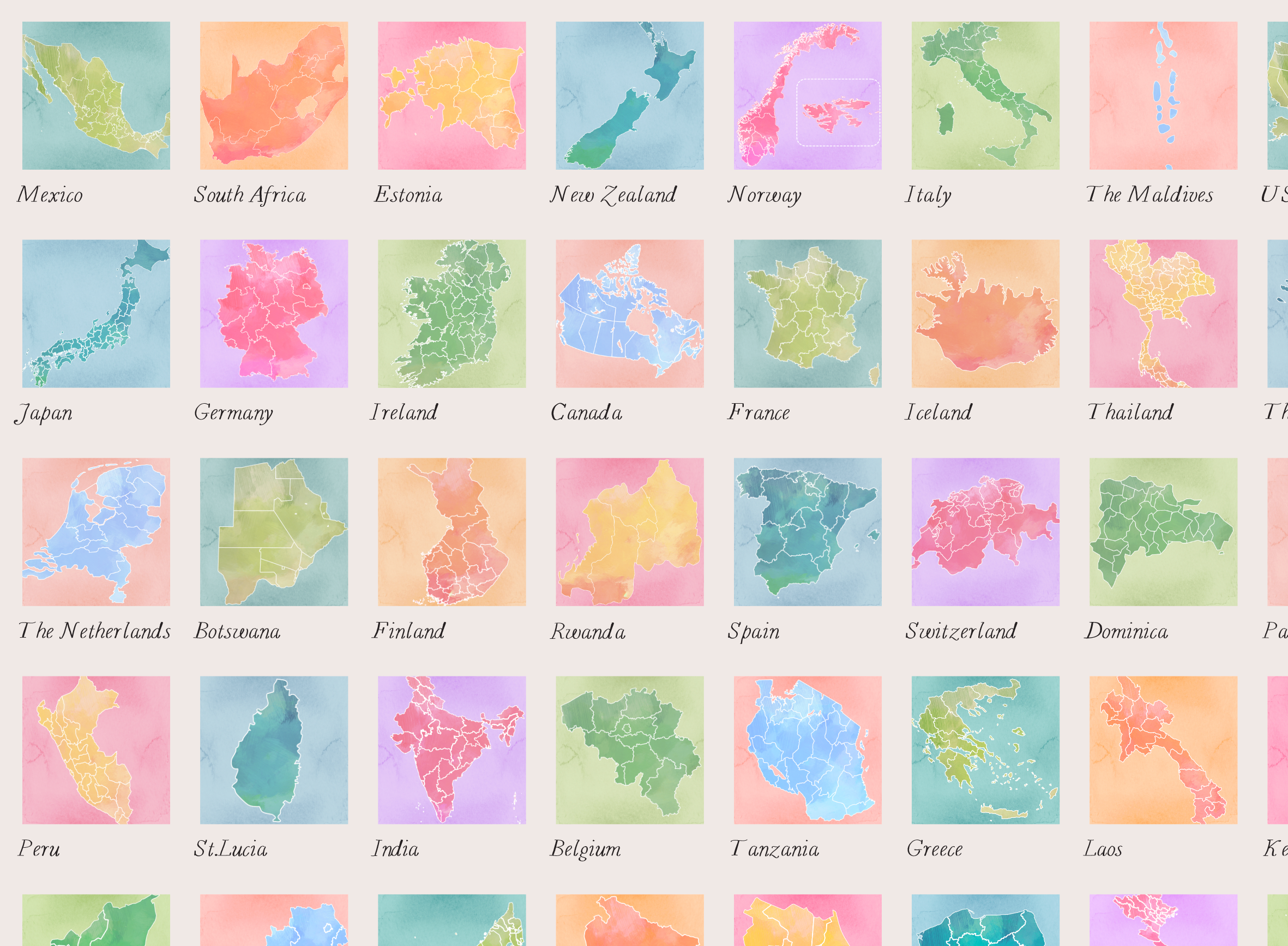BUCKET LIST - Personalised Scratch Off Map Hand drawn Watercolour World Atlas - Colourful Bucketlist  4