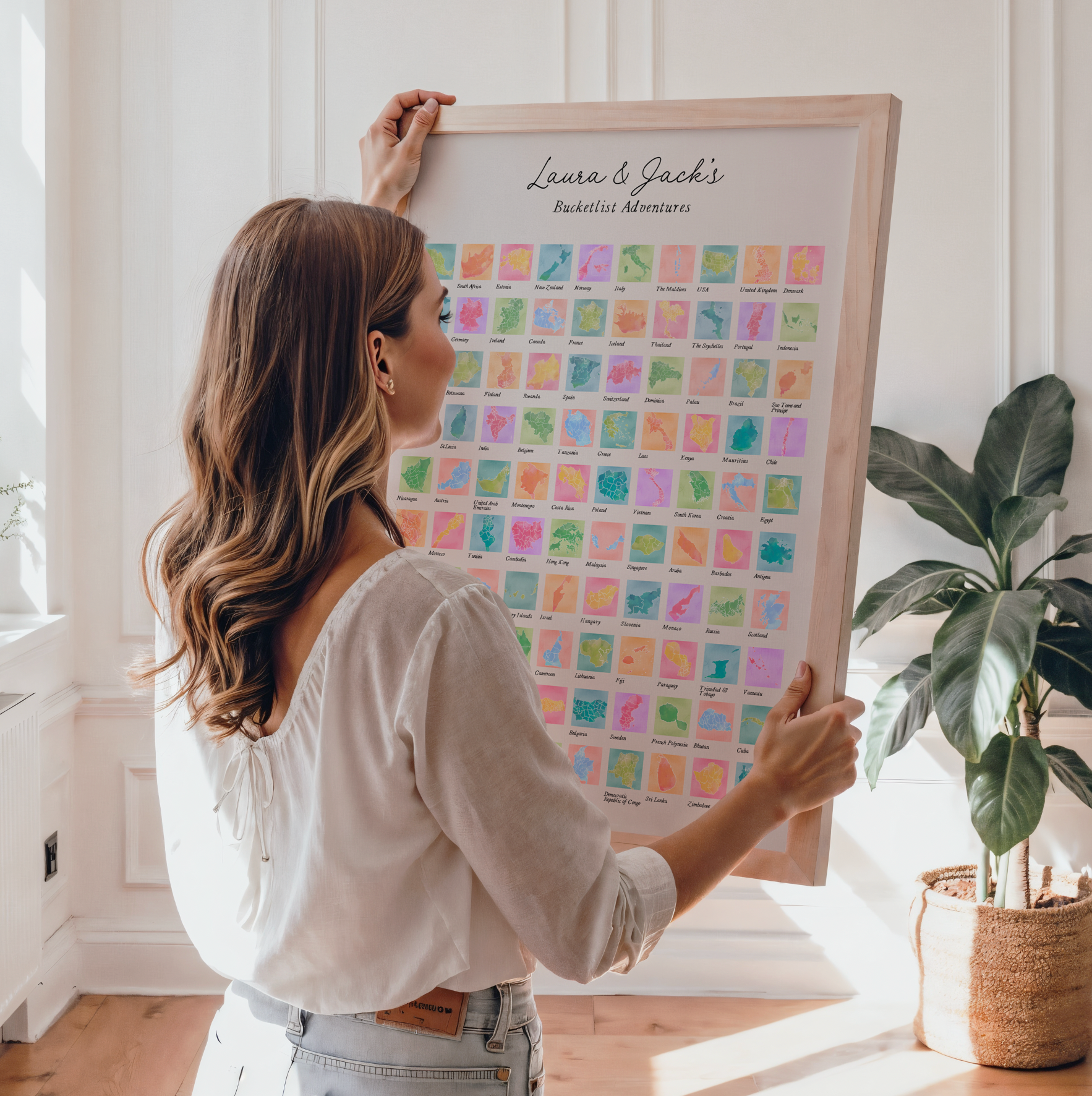  BUCKET LIST - Personalised Scratch Off Map Hand drawn Watercolour World Atlas - Colourful Bucketlist6