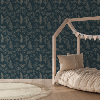 BUTTERFLIES AND BOTANICALS - Retro Flower Pattern Wallpaper Mural - Removable Wall decor - Nursery, Baby Girl 1