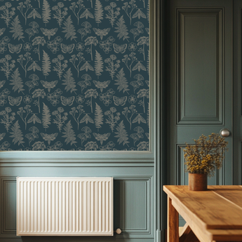 BUTTERFLIES AND BOTANICALS - Retro Flower Pattern Wallpaper Mural - Removable Wall decor - Nursery, Baby Girl
