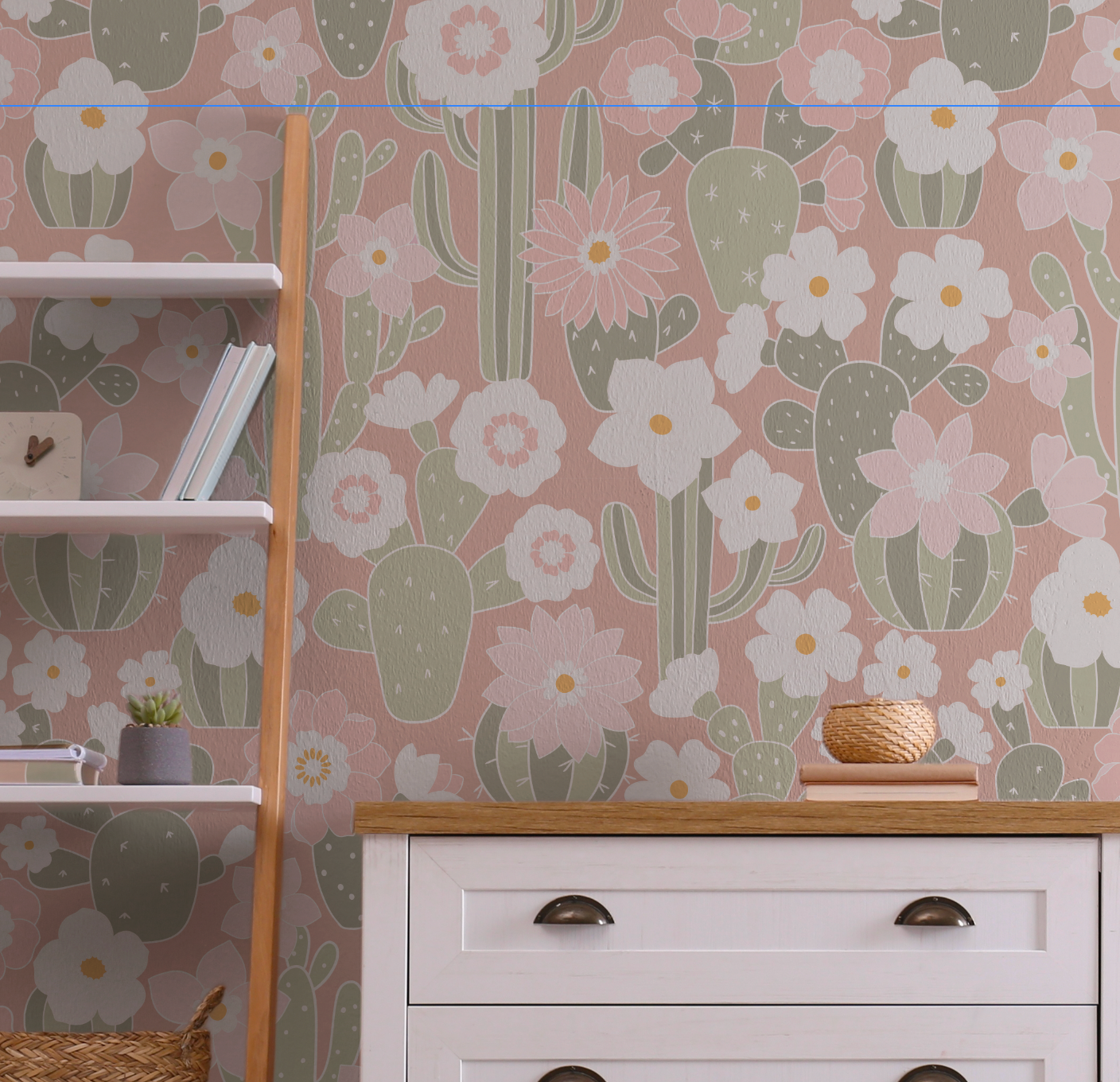 Cactus Desert Ranch Pattern Wall Mural - Wallpaper Traditional or Peel and Stick 2