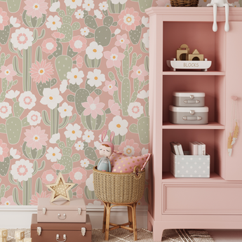 Cactus Desert Ranch Pattern Wall Mural - Wallpaper Traditional or Peel and Stick