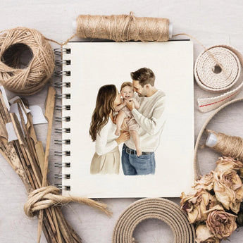 Custom Family Portrait from photo - Hand-Drawn Illustration / Painting - Mothers day, Fathers day, Children, Grandparents