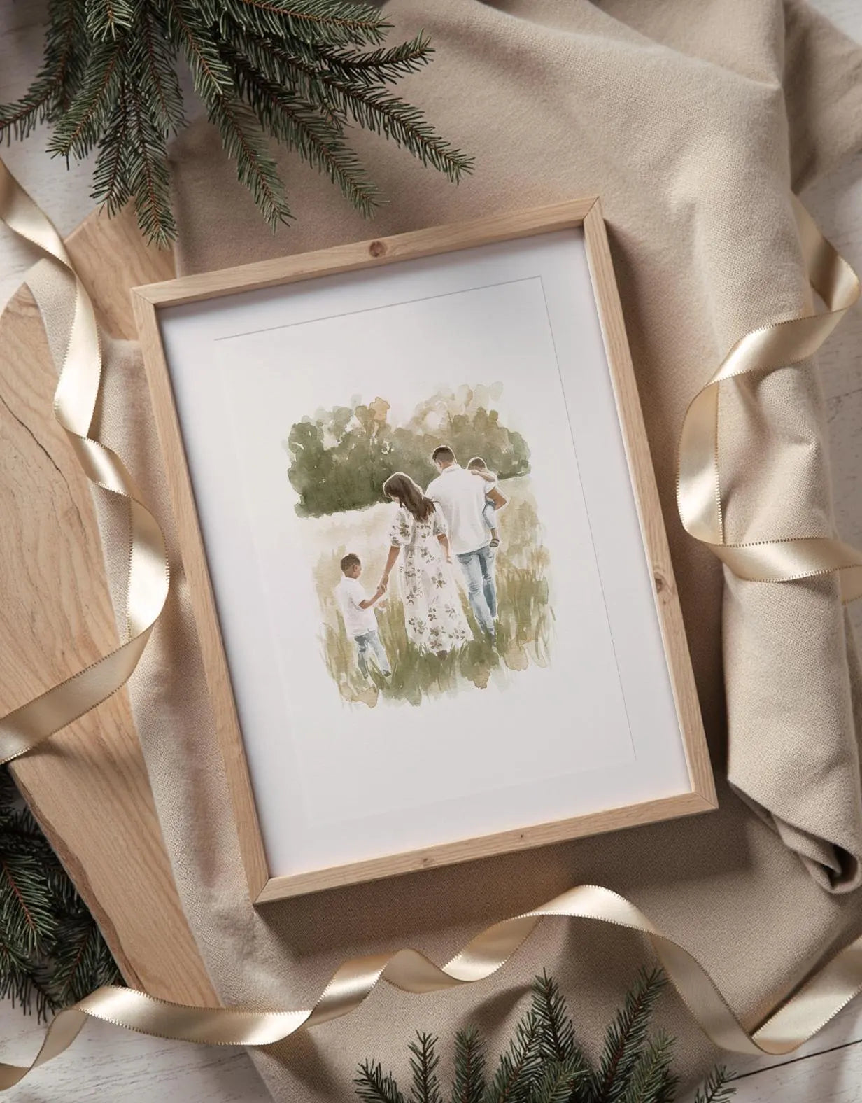 Custom Family Portrait from photo - Hand-Drawn Illustration / Painting - Mothers day, Fathers day, Children, Grandparents 5