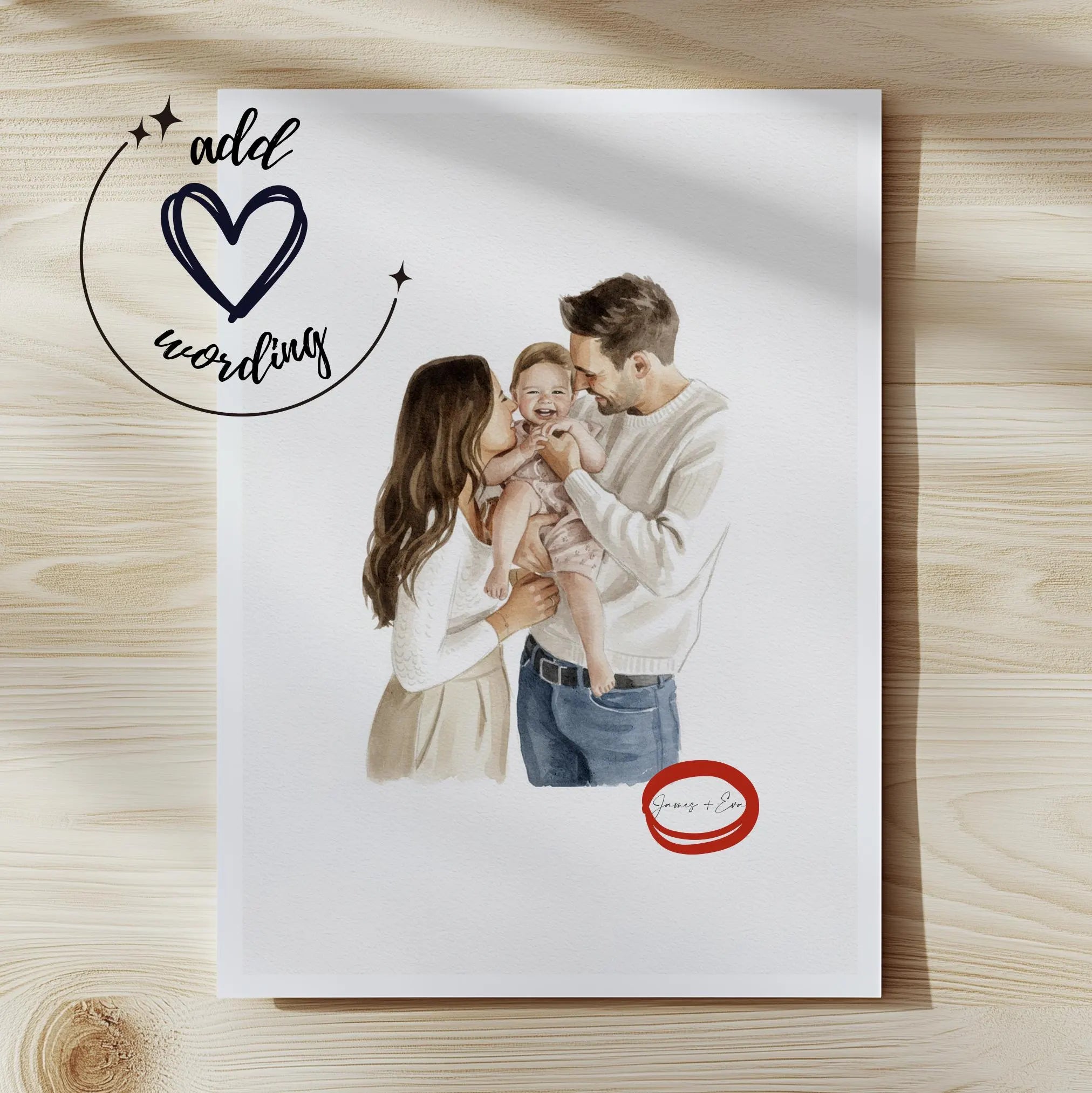Custom Family Portrait from photo - Hand-Drawn Illustration / Painting - Mothers day, Fathers day, Children, Grandparents 5