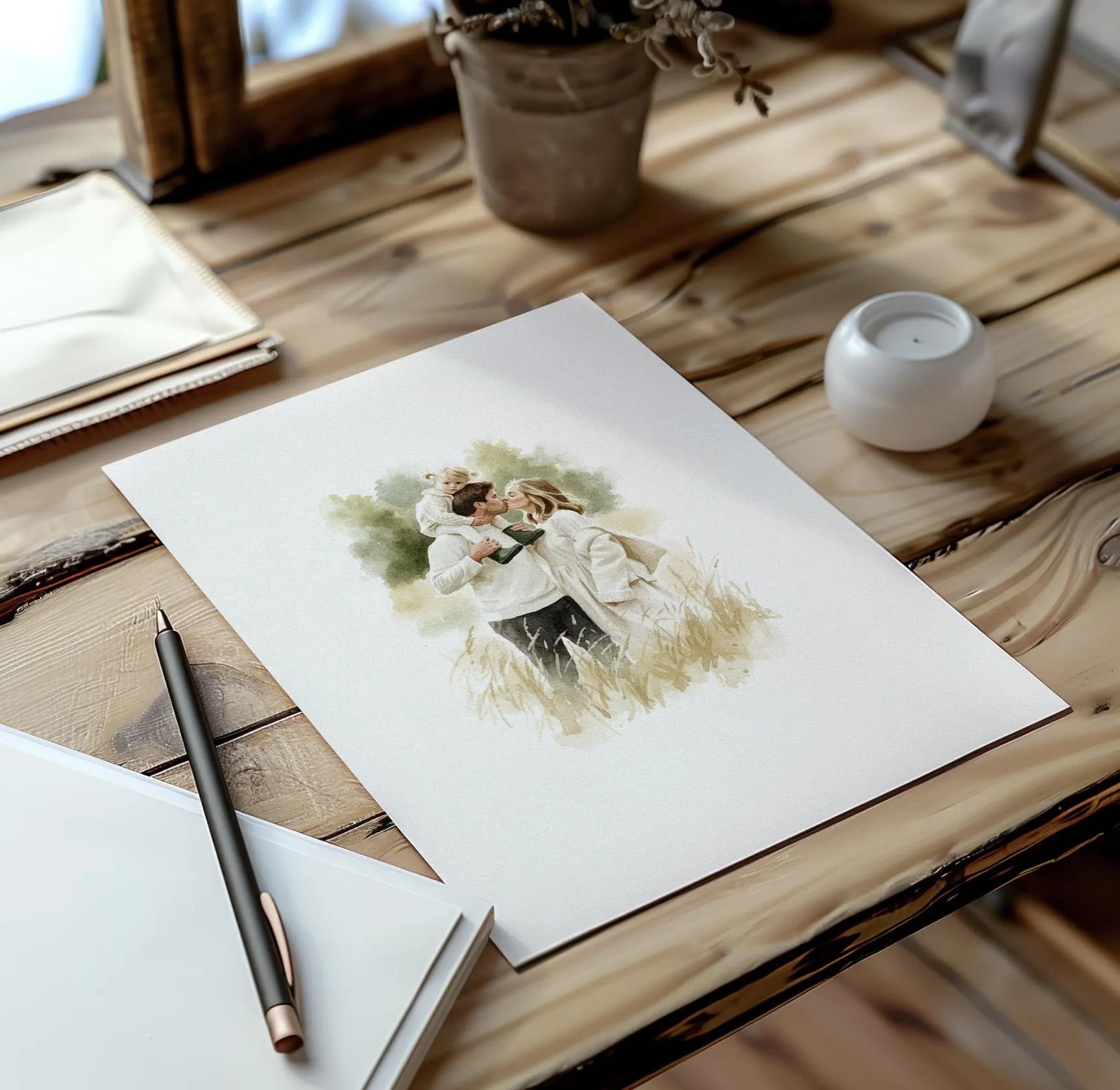 Custom Family Portrait from photo - Hand-Drawn Illustration / Painting - Mothers day, Fathers day, Children, Grandparents 7