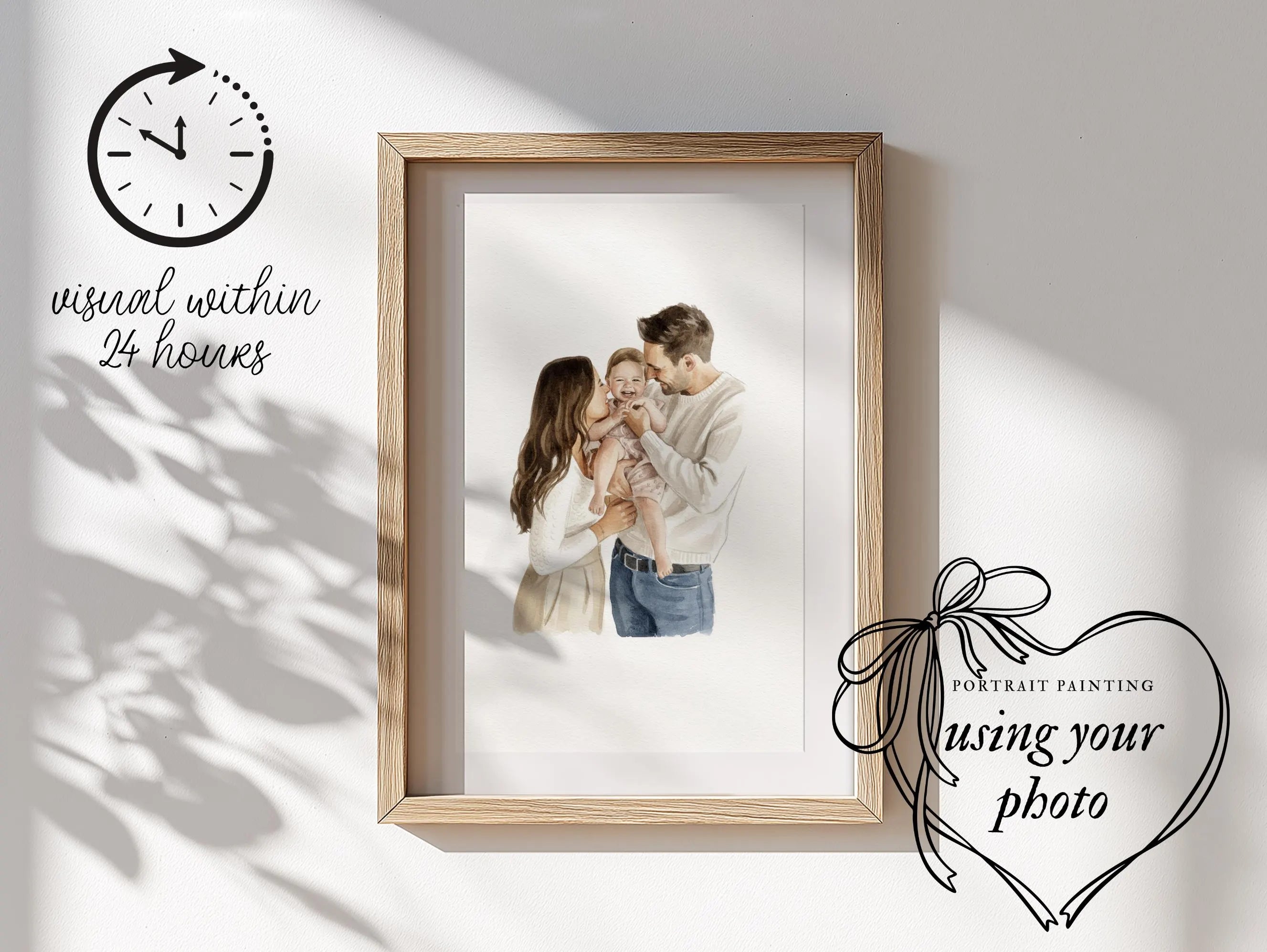 Custom Family Portrait from photo - Hand-Drawn Illustration / Painting - Mothers day, Fathers day, Children, Grandparents 8