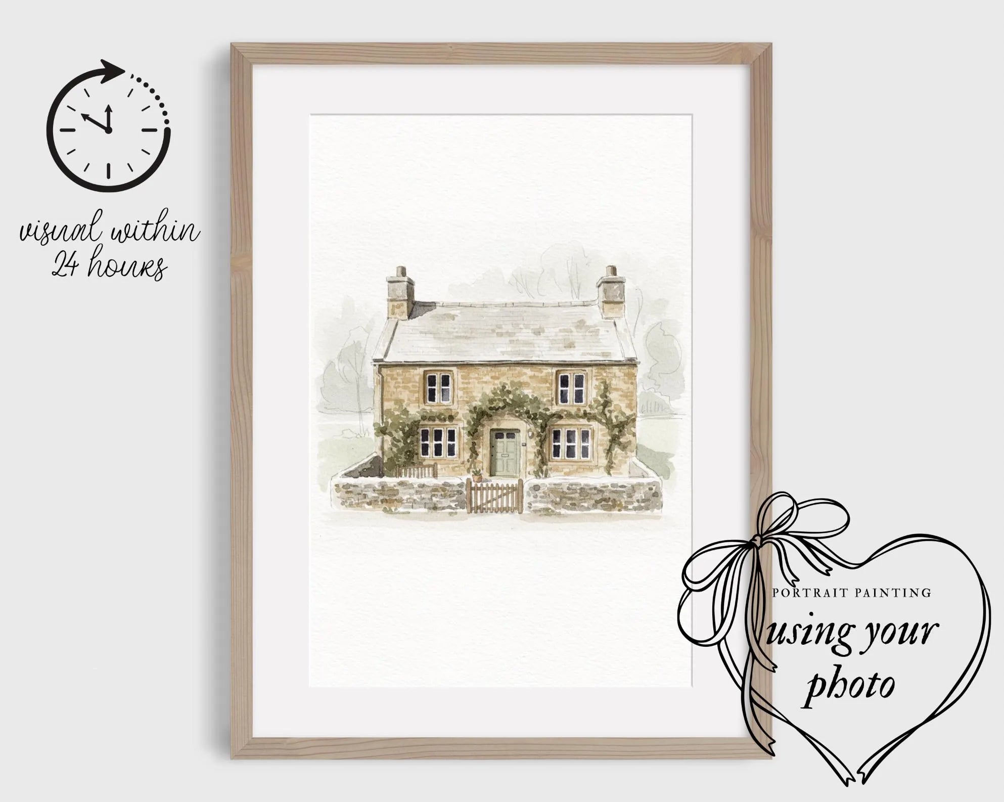 Custom House warming gift Portrait from photo - Hand-Drawn Illustration / Painting 1