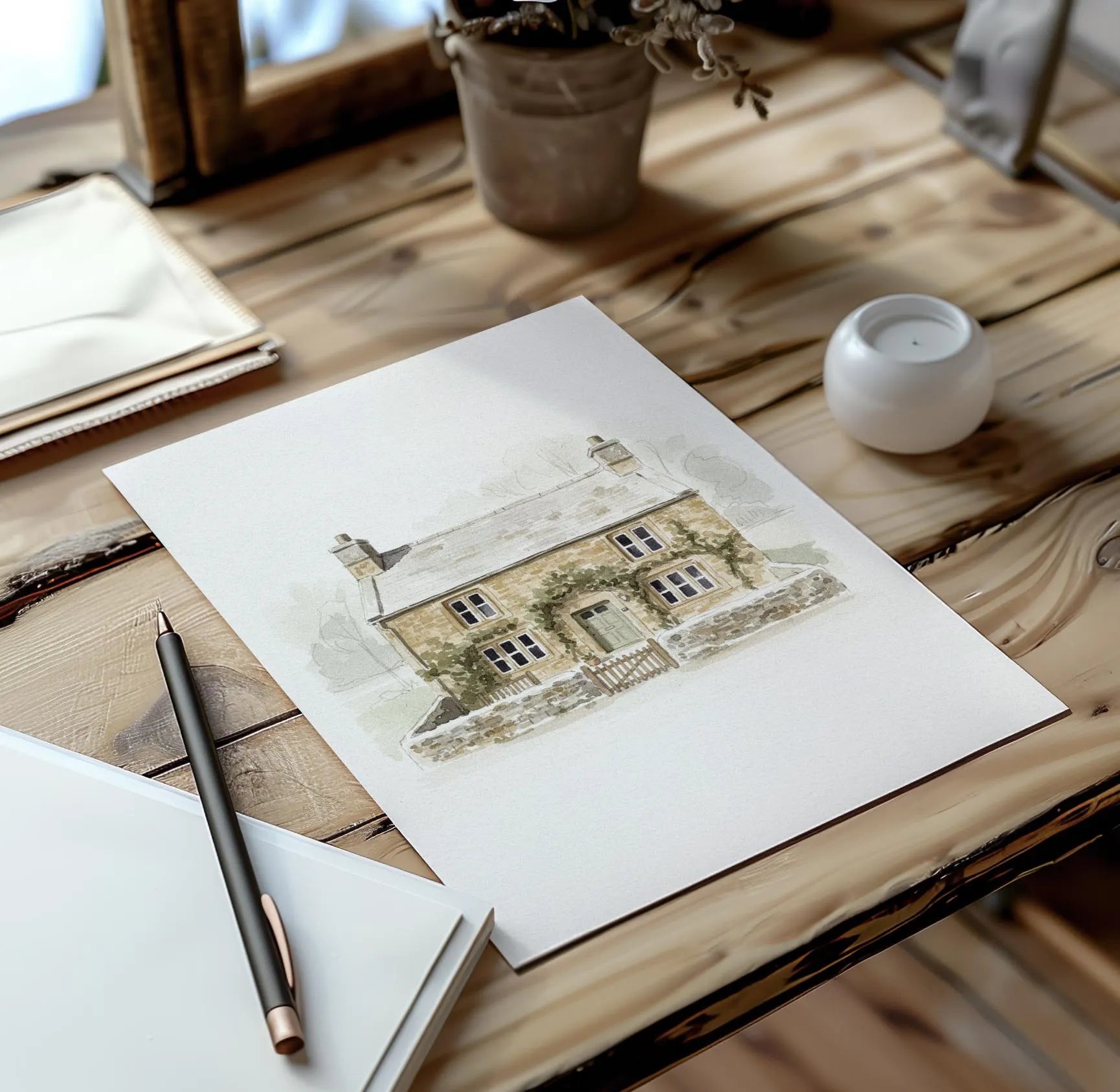 Custom House warming gift Portrait from photo - Hand-Drawn Illustration / Painting 5