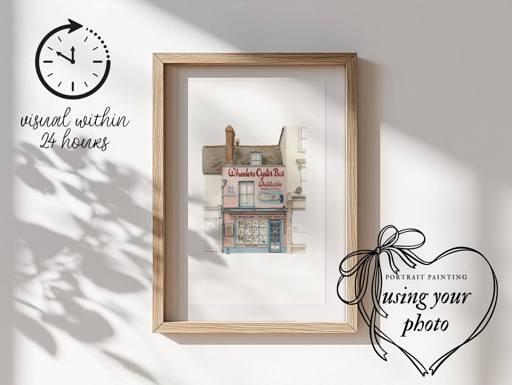 Custom House warming gift Portrait from photo - Hand-Drawn Illustration / Painting 6 