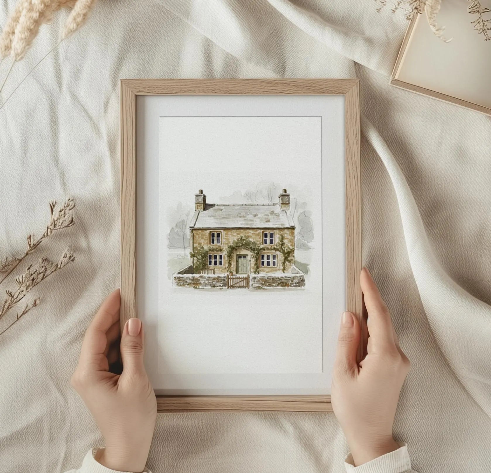 Custom House warming gift Portrait from photo - Hand-Drawn Illustration / Painting 9