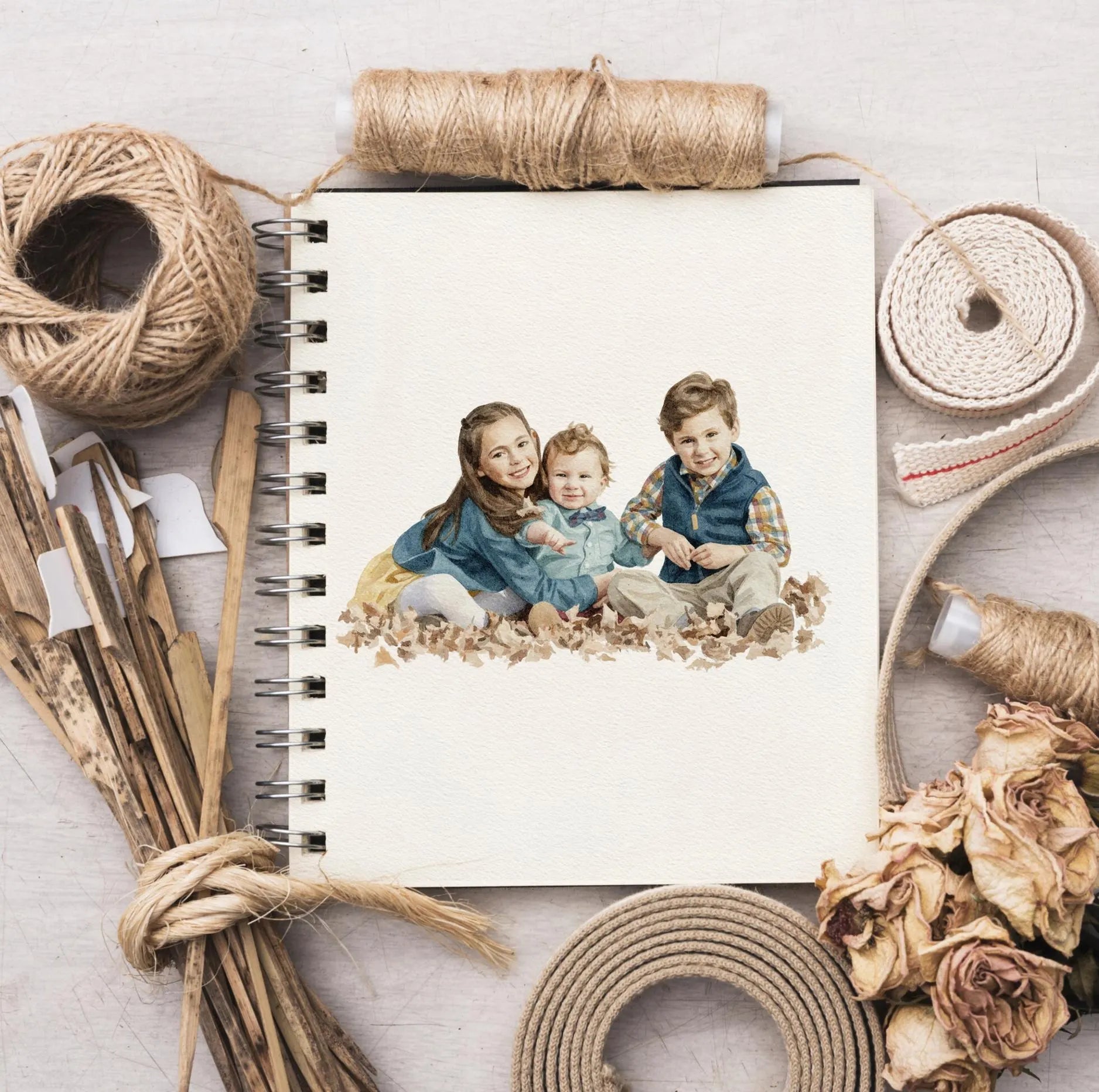 Custom Newborn Baby Children Portrait from photo - Hand-Drawn Illustration / Painting - Mothers day, Fathers day, Grandparents Gift 7