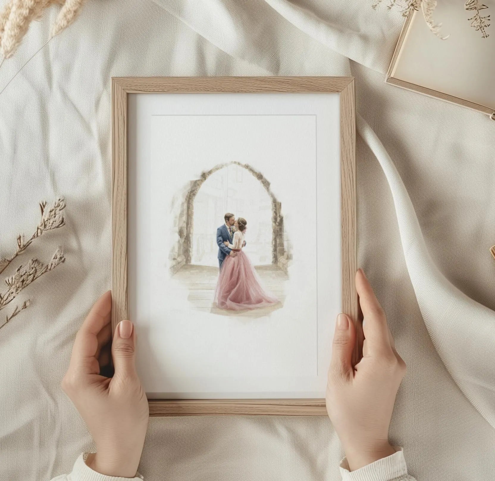 Custom Wedding Anniversary Couples Portrait from photo - Hand-Drawn Illustration / Painting 10