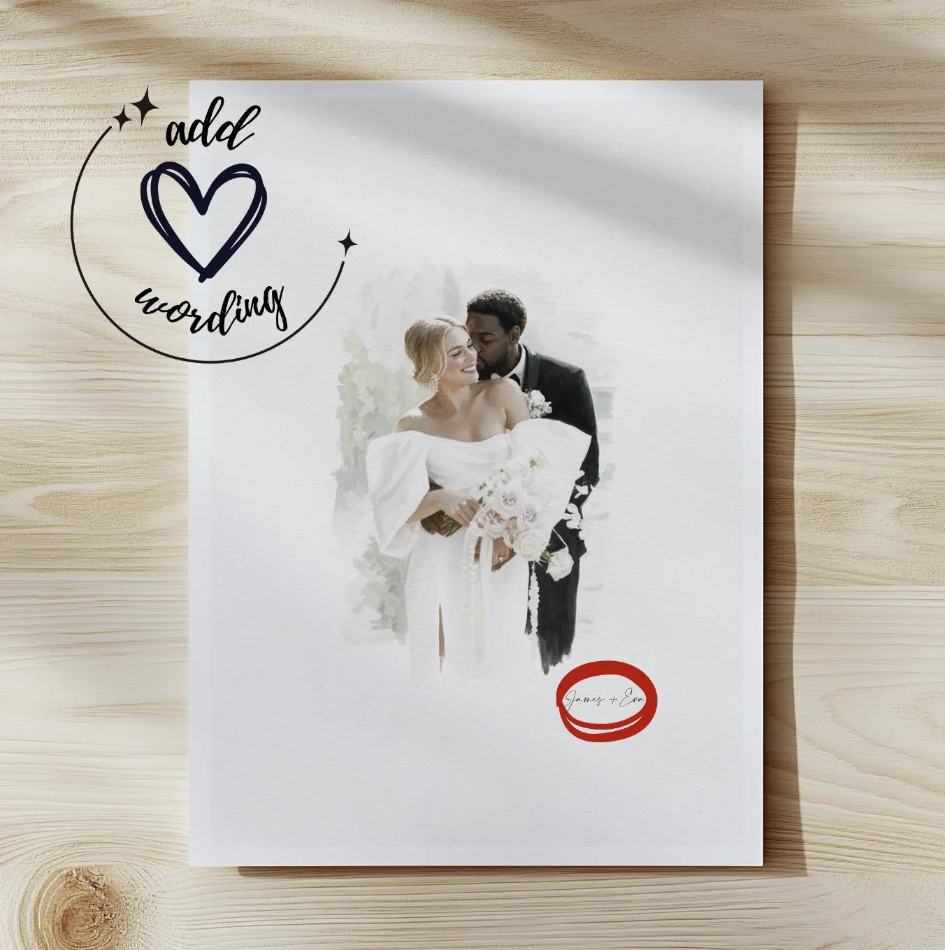 Custom Wedding Anniversary Couples Portrait from photo - Hand-Drawn Illustration / Painting 5