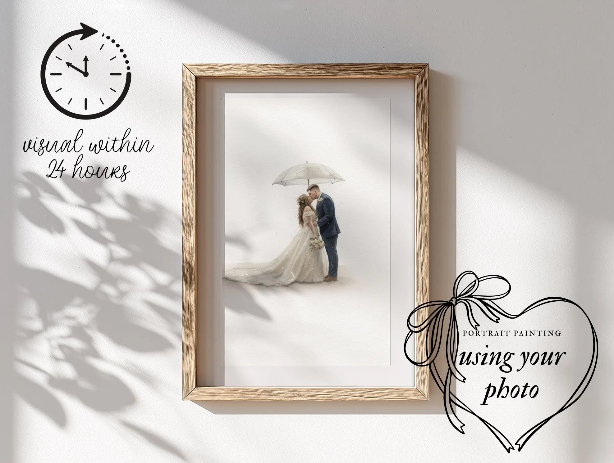 Custom Wedding Anniversary Couples Portrait from photo - Hand-Drawn Illustration / Painting 8