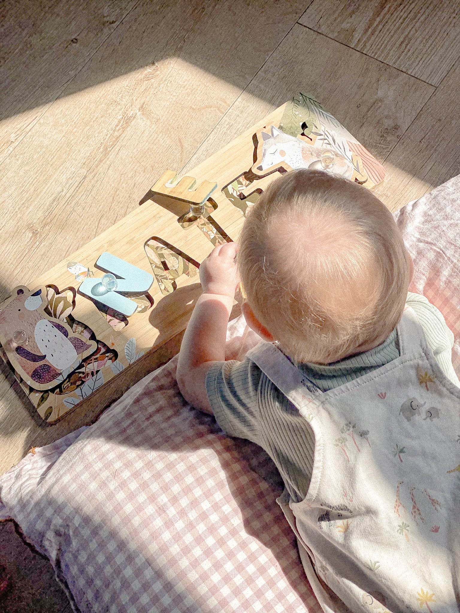 Cute Forest Animal Children Name Puzzle | Personalised Gift | Baby Toddler, Natural Wooden, First Birthday Gift, Nursery Neutral Busy Board