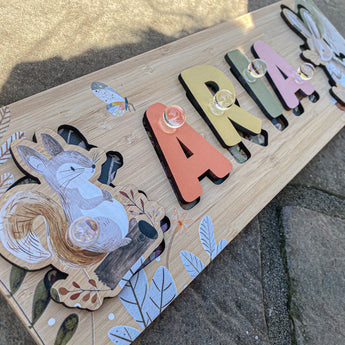 Cute Forest Animal Children Name Puzzle