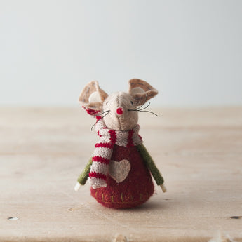 Fabric Red and Beige Mouse, 8cm