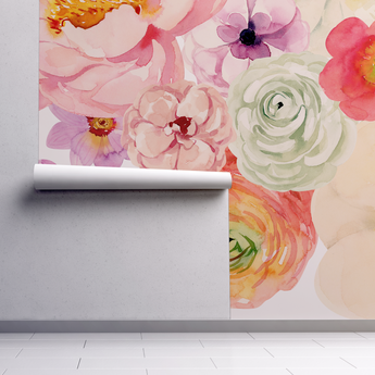 Flower Bloom Burst Mural - Peel and Stick and Traditional Wallpaper Wall Mural 1