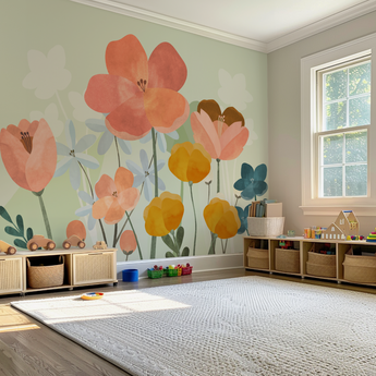 Flower Bloom Mural - Peel and Stick and Traditional Wallpaper Wall Mural 