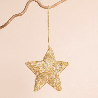 Gold Beaded Star Hanging Decoration 2