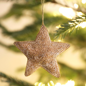 Gold Beaded Star Hanging Decoration