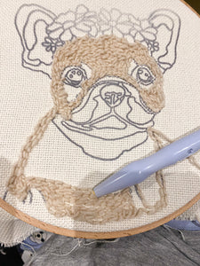 Punch Needle Kit For Beginners. Frenchie French Bulldog Dog lover Craft Kit. Make Your Own. Personalised pup gift.