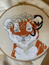 Punch Needle Kit For Beginners. Tiger with flower crown Craft Kit. Make Your Own. Personalised gift.
