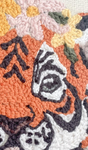 Punch Needle Kit For Beginners. Tiger with flower crown Craft Kit. Make Your Own. Personalised gift.