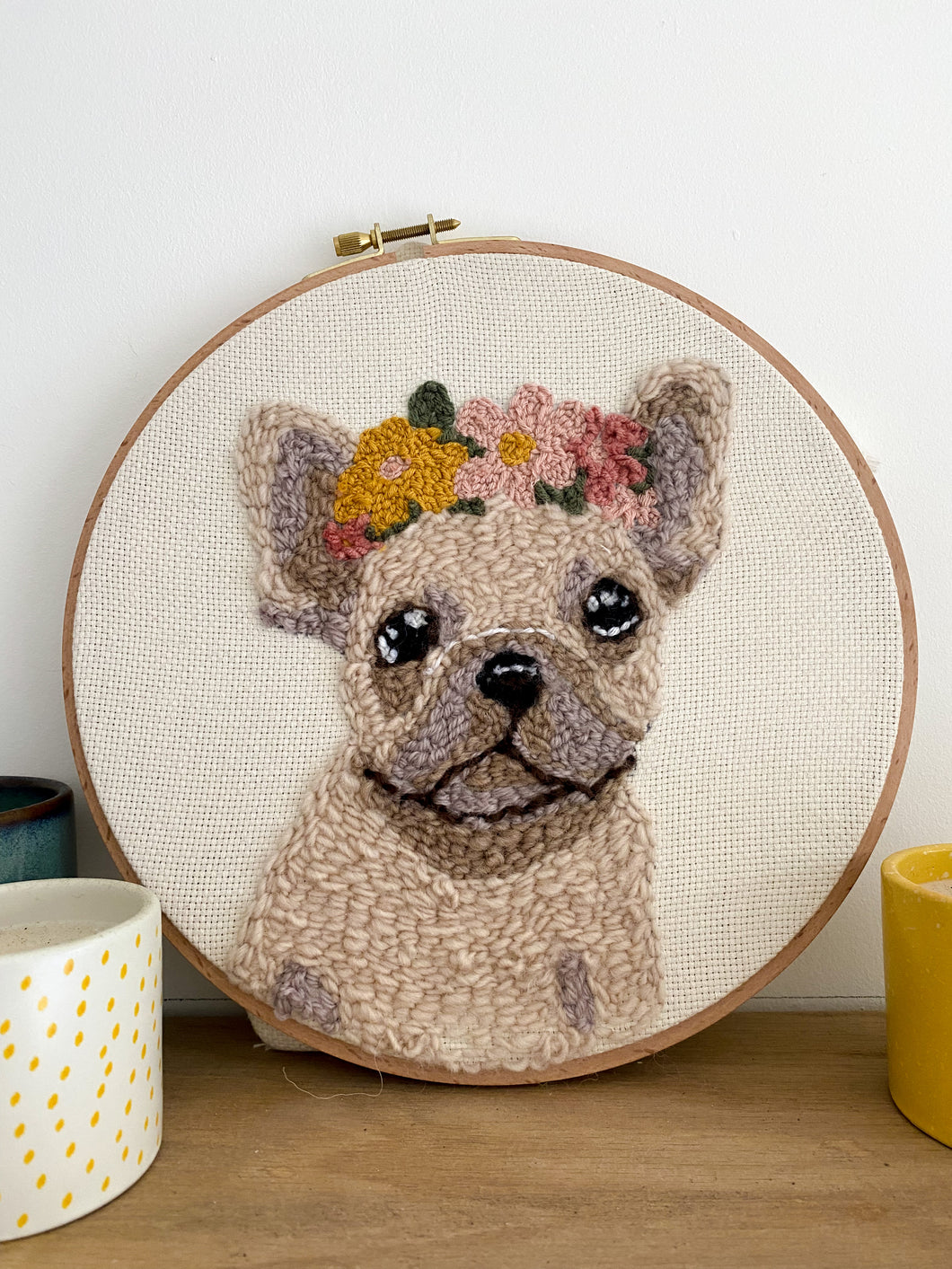 Punch Needle Kit For Beginners. Frenchie French Bulldog Dog lover Craft Kit. Make Your Own. Personalised pup gift.