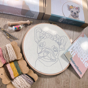 Punch Needle Kit For Beginners. Frenchie French Bulldog Dog lover Craft Kit. Make Your Own. Personalised pup gift.