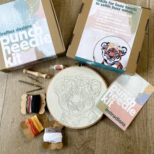 Punch Needle Kit For Beginners. Tiger with flower crown Craft Kit. Make Your Own. Personalised gift.