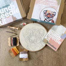 Punch Needle Kit For Beginners. Tiger with flower crown Craft Kit. Make Your Own. Personalised gift.