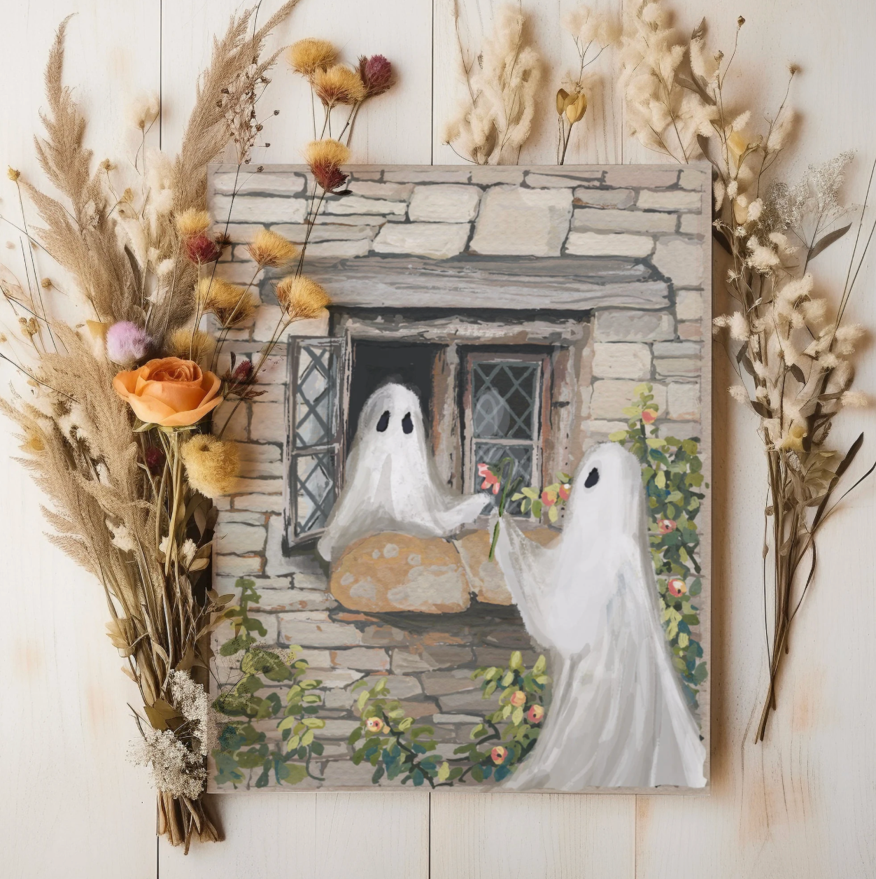 I love you Boo - Ghost Cute Unframed Print - Halloween Fall Autumn Decor 1