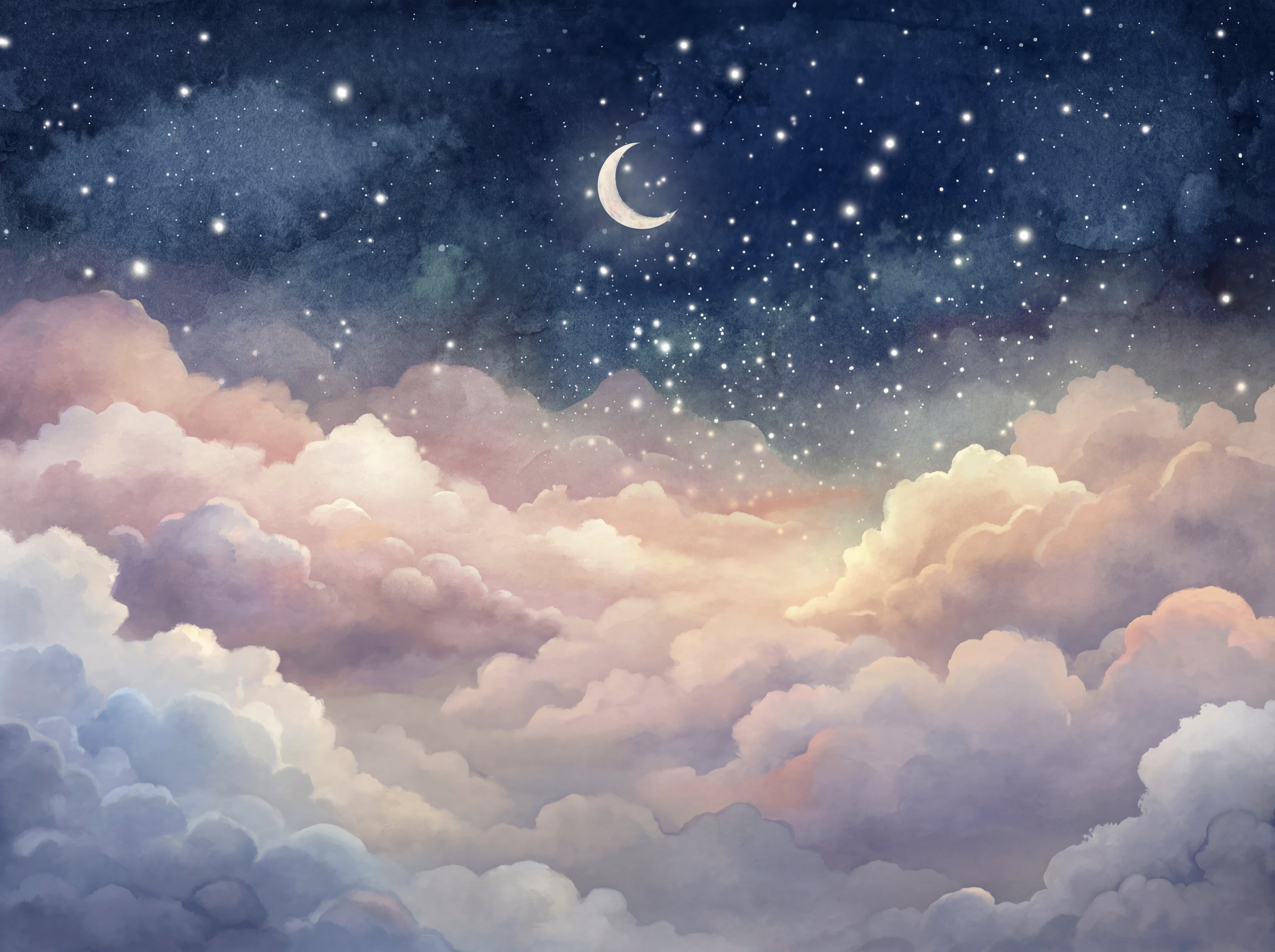 Peel and Stick Starry Night Sky Wall Mural Nursery Bedroom Wallpaper ...