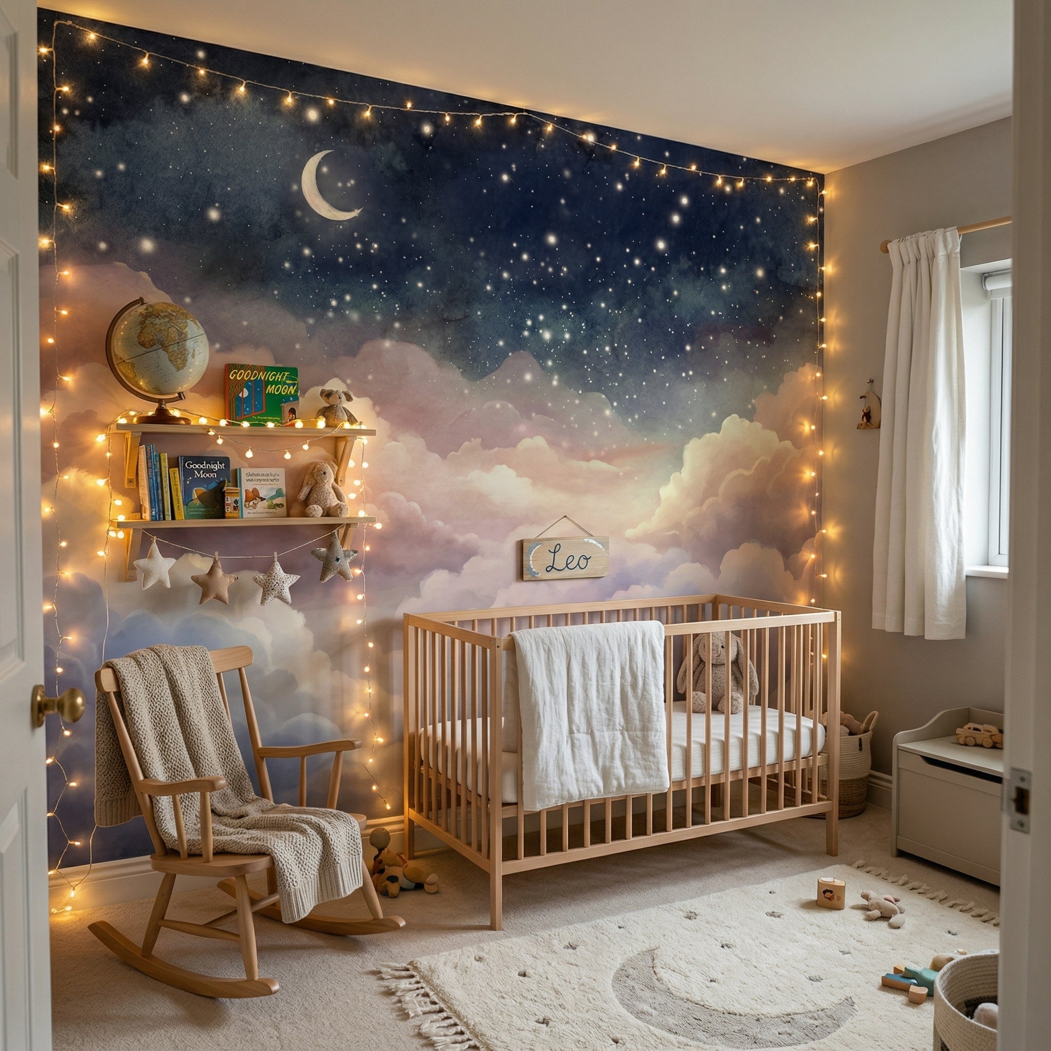 Peel and Stick Starry Night Sky Wall Mural Nursery Bedroom Wallpaper ...