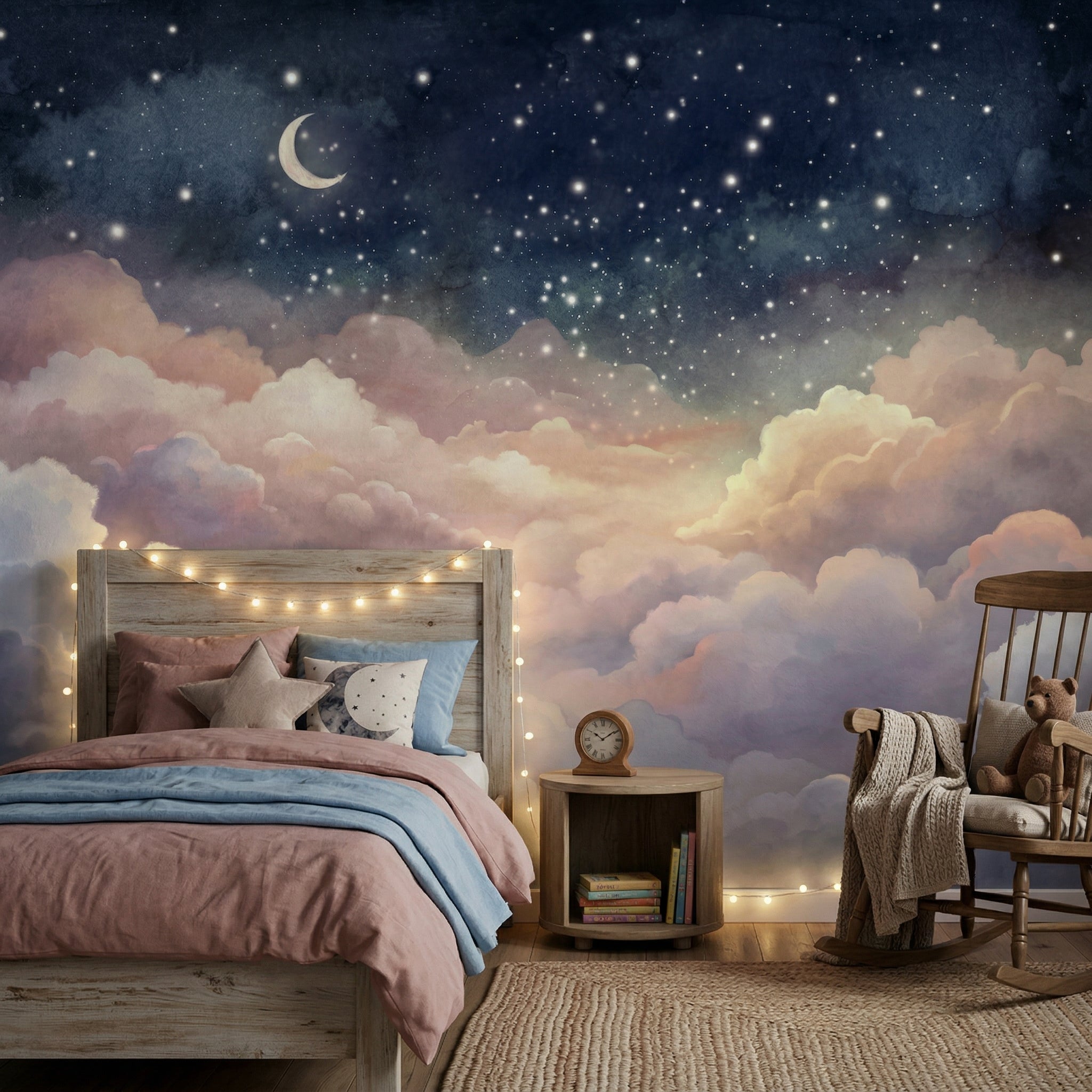 Peel and Stick Starry Night Sky Wall Mural Nursery Bedroom Wallpaper ...