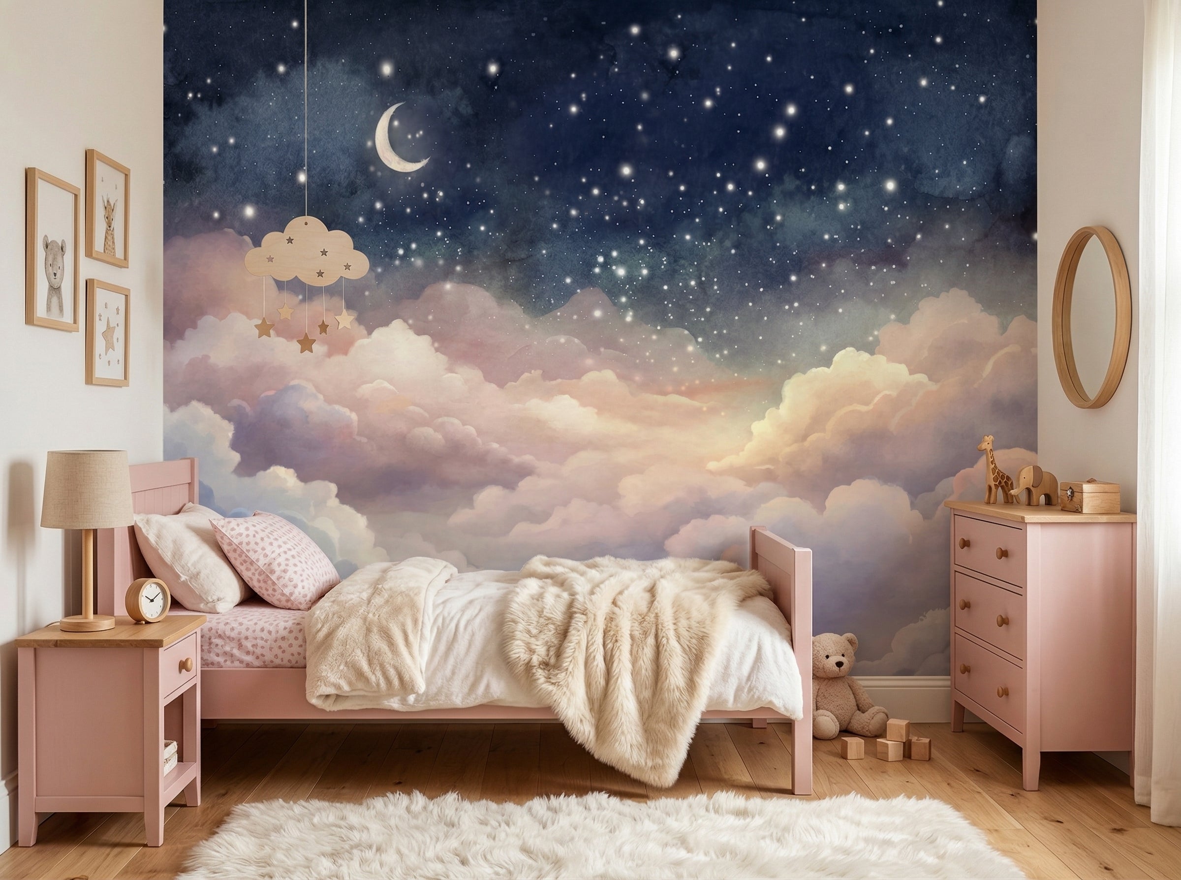 Peel and Stick Starry Night Sky Wall Mural Nursery Bedroom Wallpaper ...