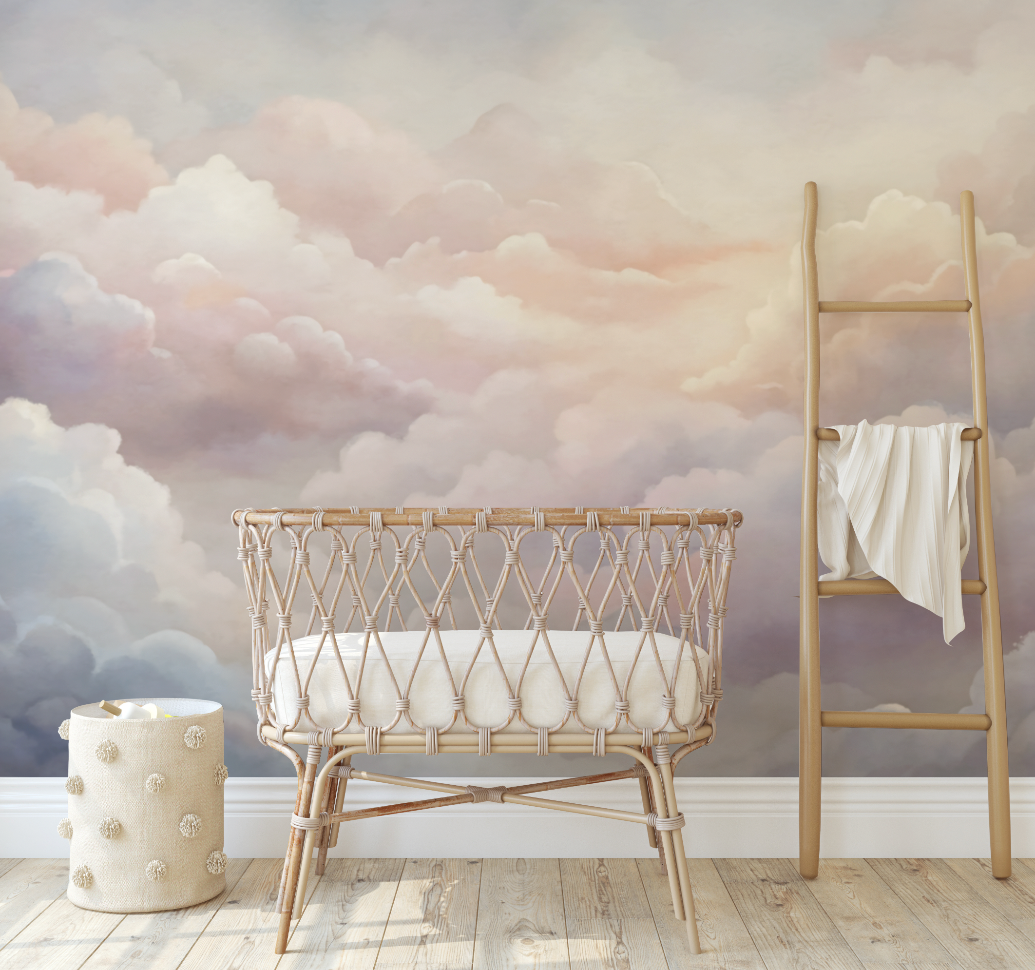 Peel and Stick and DREAMY Star Neutral Up in the Clouds Wall Mural Nursery Bedroom Wallpaper - Silver, Blush and Blue 10