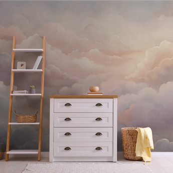 Peel and Stick and DREAMY Star Neutral Up in the Clouds Wall Mural Nursery Bedroom Wallpaper - Silver, Blush and Blue 3